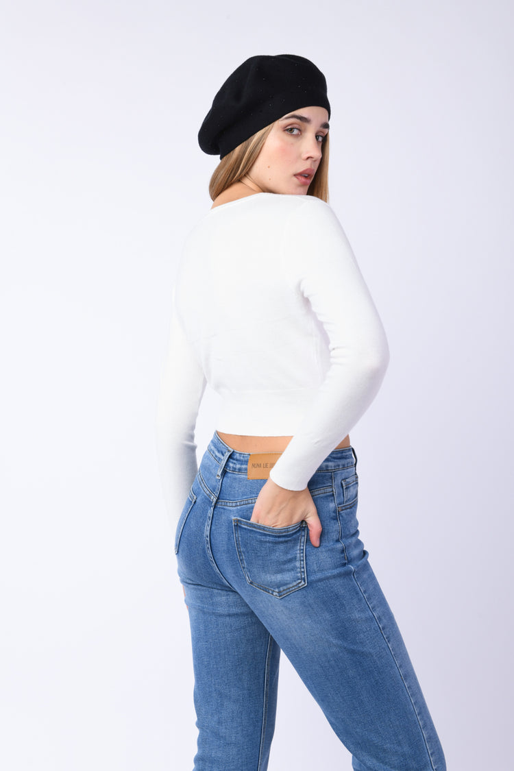 Cardigan con bottoni gioiello