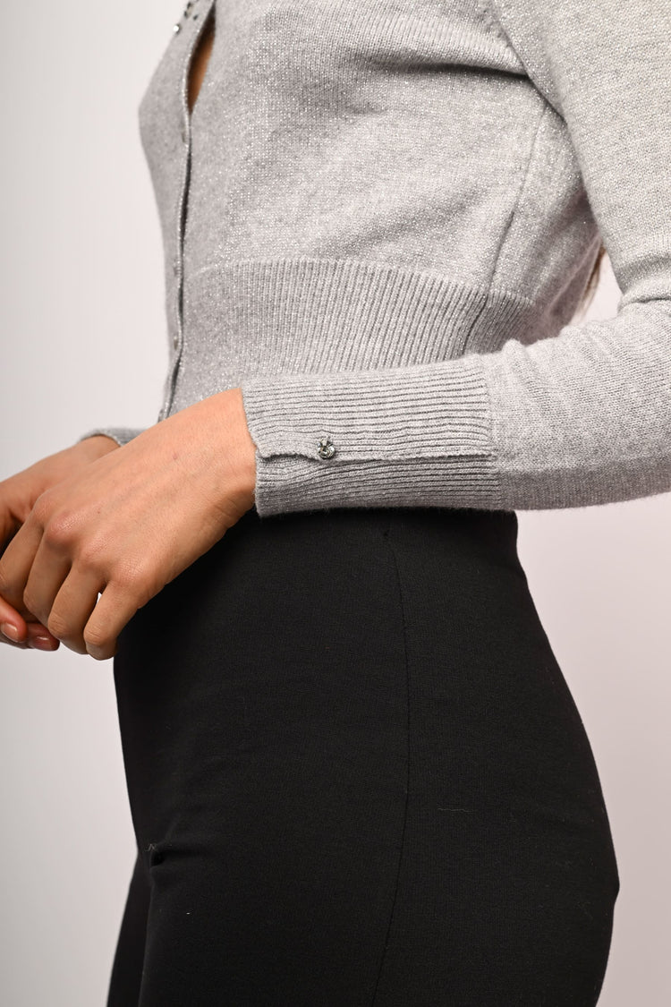 Cardigan crop con strass