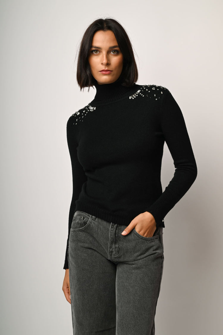 Dolcevita con decorazione strass