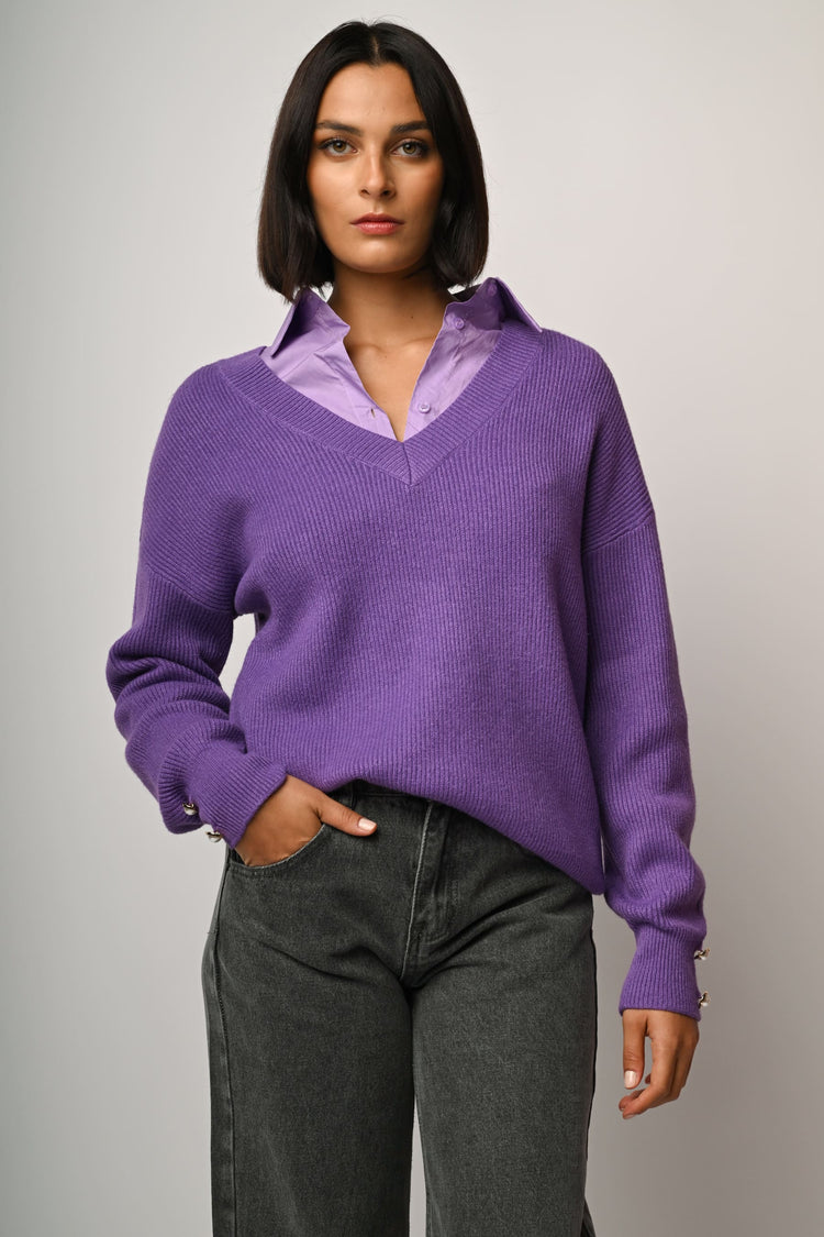Pull oversize con scollo a V