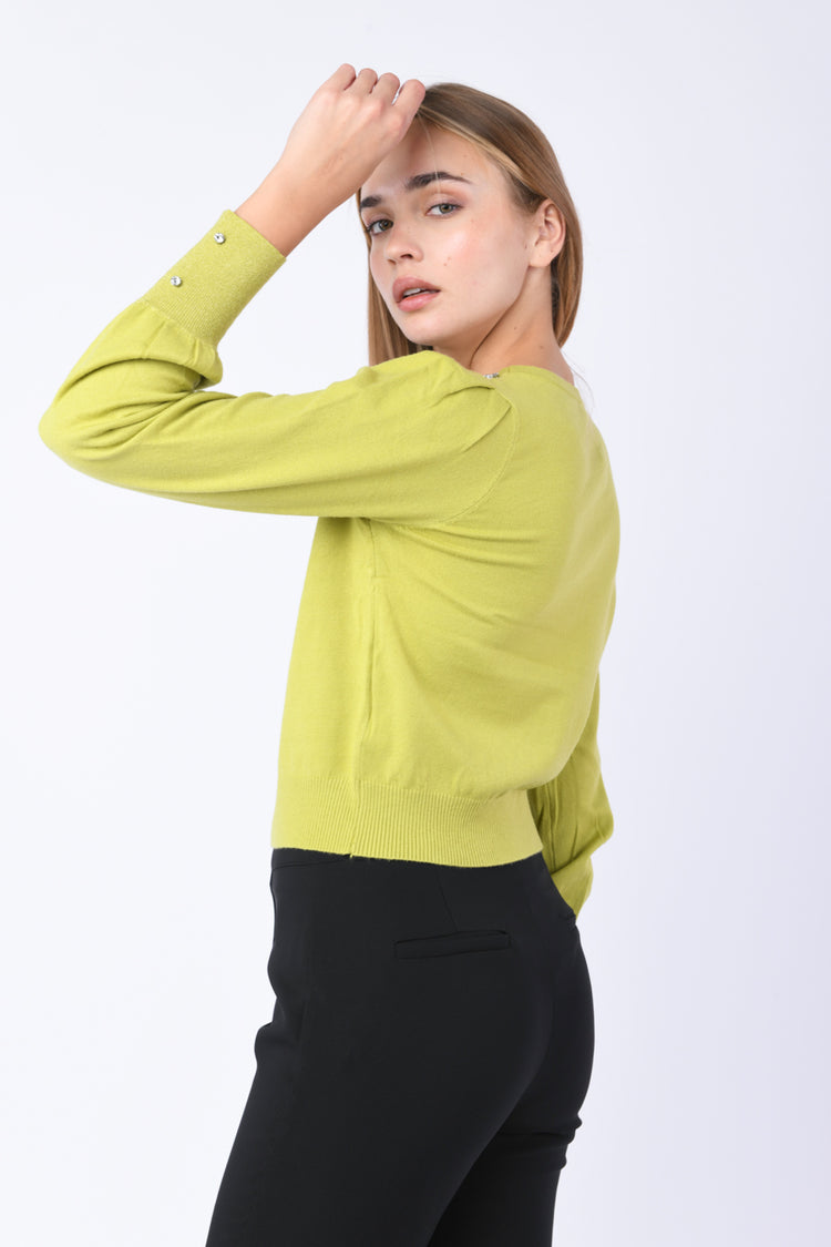 Pull con cristalli decorativi