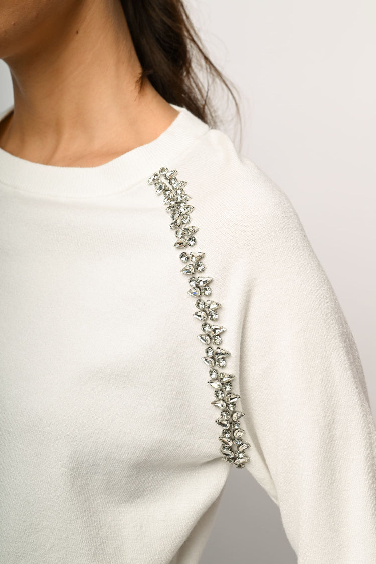 Pull crop con decorazione strass