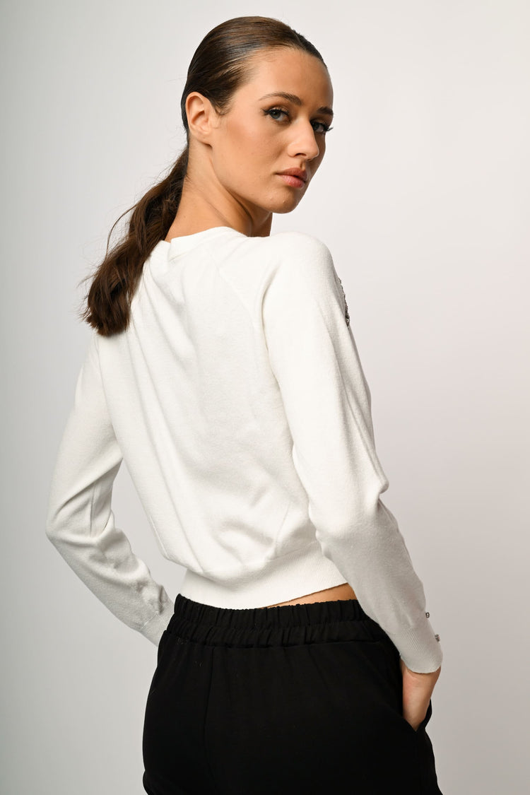 Pull crop con decorazione strass