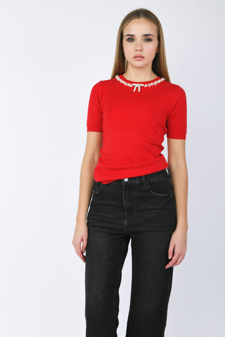 Pull con decorazione gioiello
