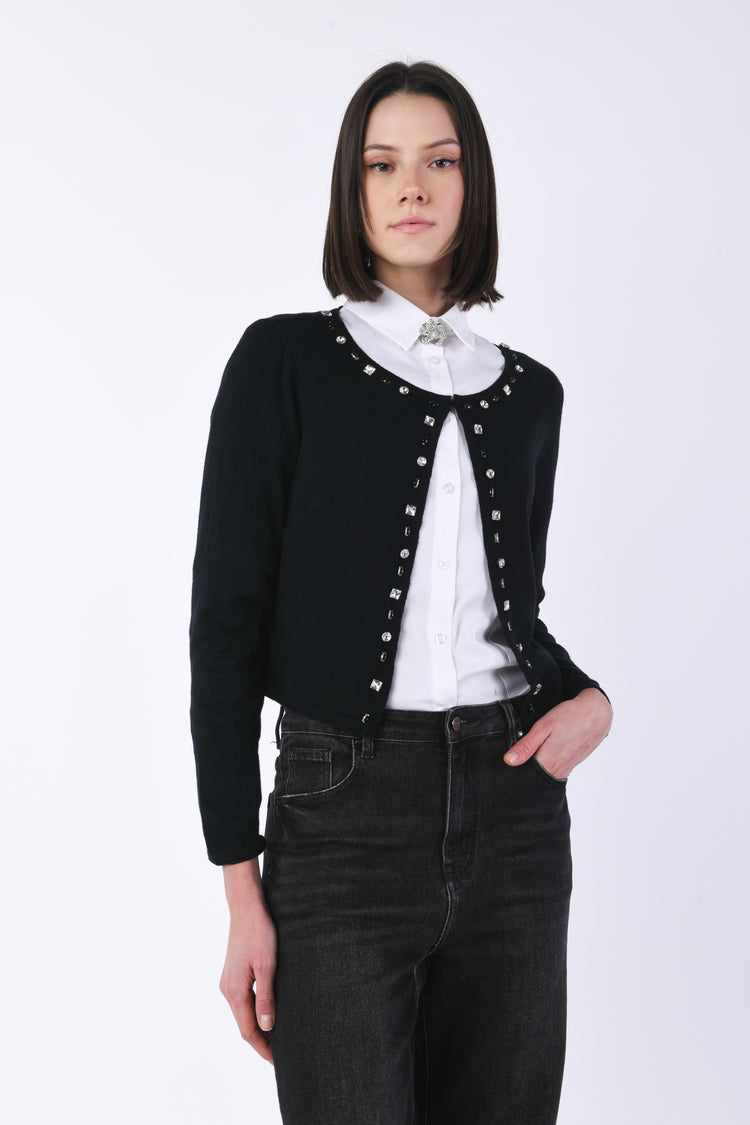 Cardigan con strass decorativi