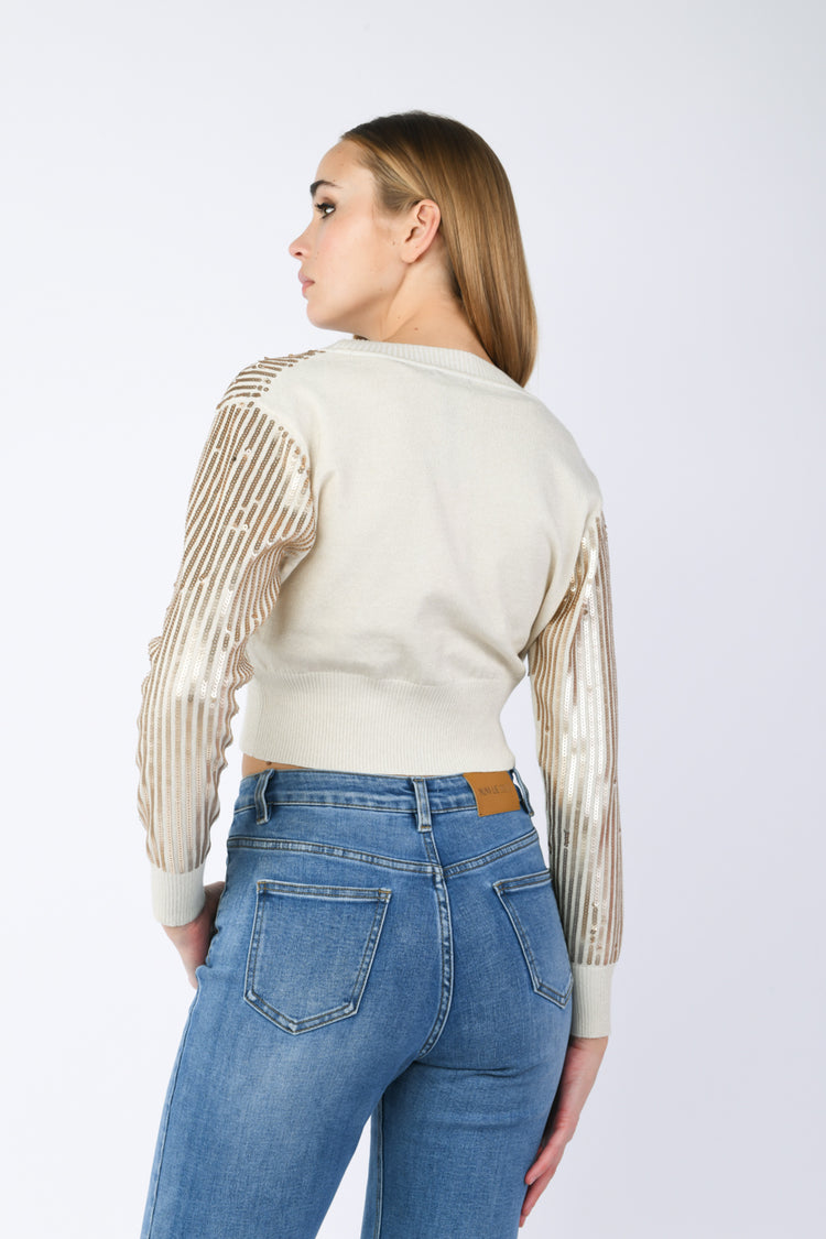 Cardigan crop con paillettes
