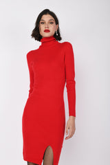 Mini abito in maglia con spacco