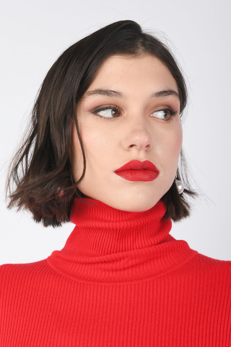 Mini abito in maglia con spacco