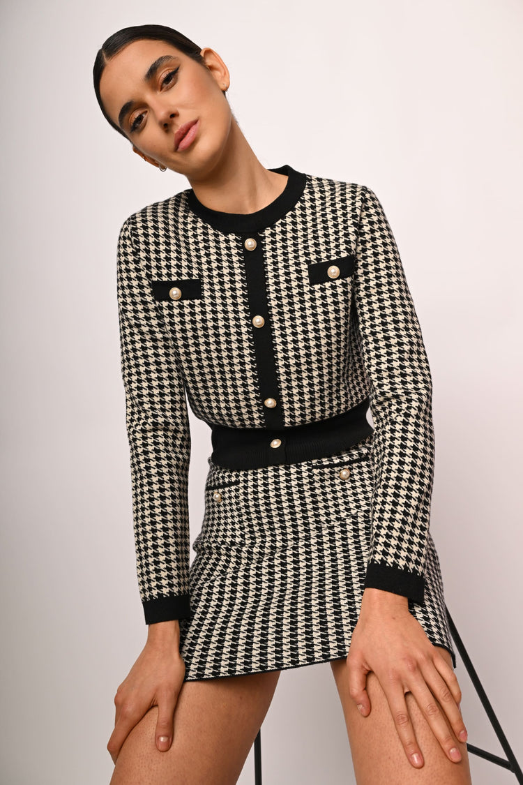 Cardigan in maglia pied-de-poule