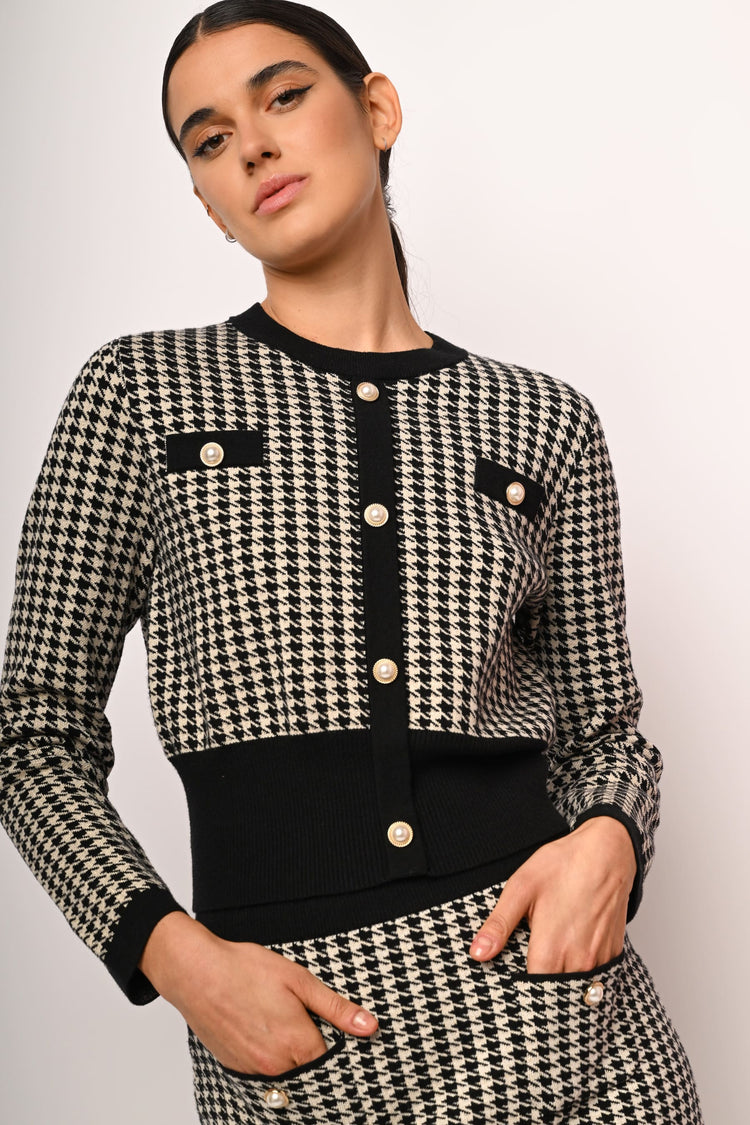 Cardigan in maglia pied-de-poule