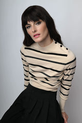 Lupetto in maglia lurex a righe