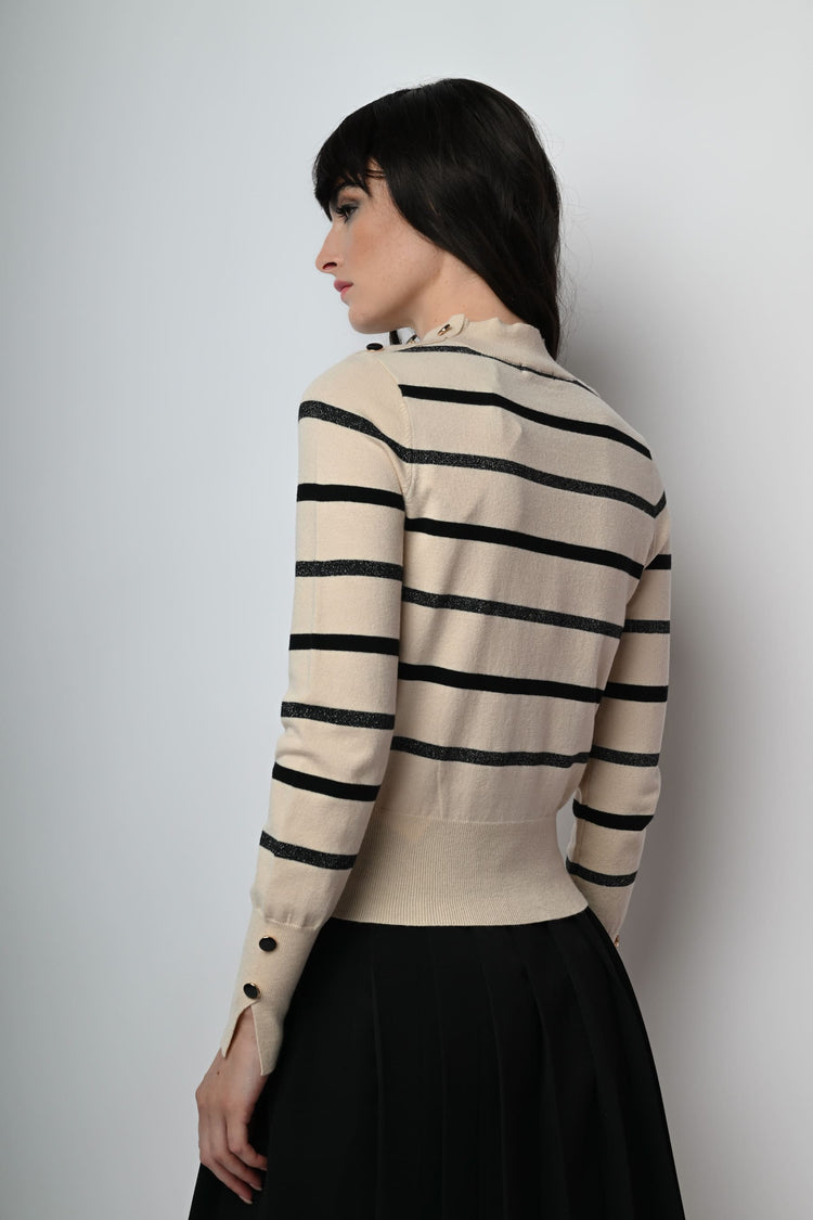 Lupetto in maglia lurex a righe