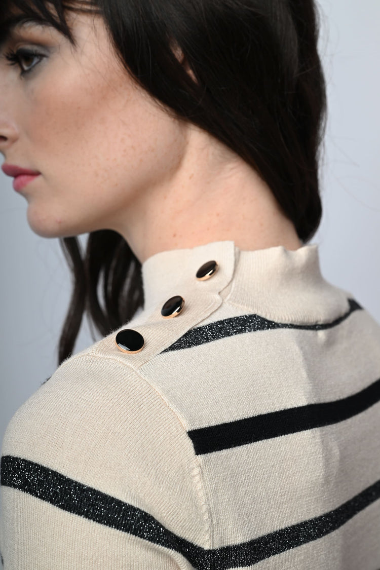 Lupetto in maglia lurex a righe