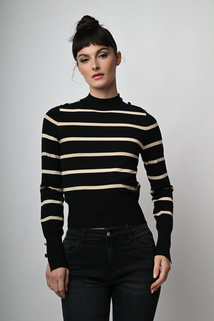 Lupetto in maglia lurex a righe
