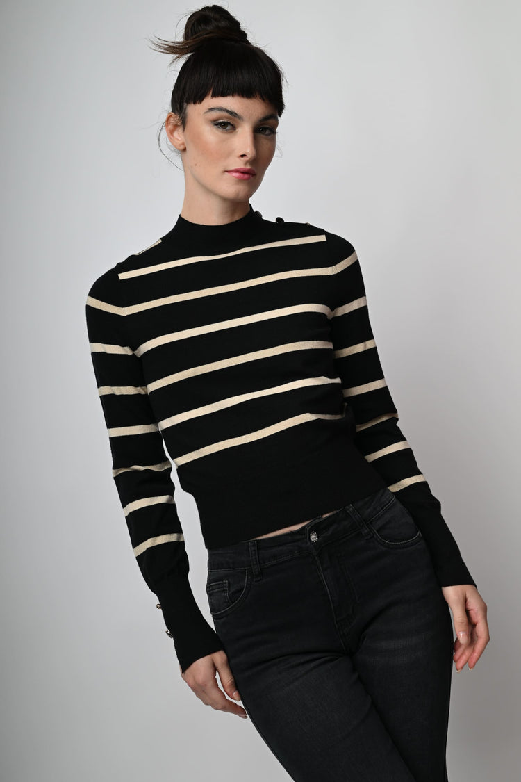Lupetto in maglia lurex a righe