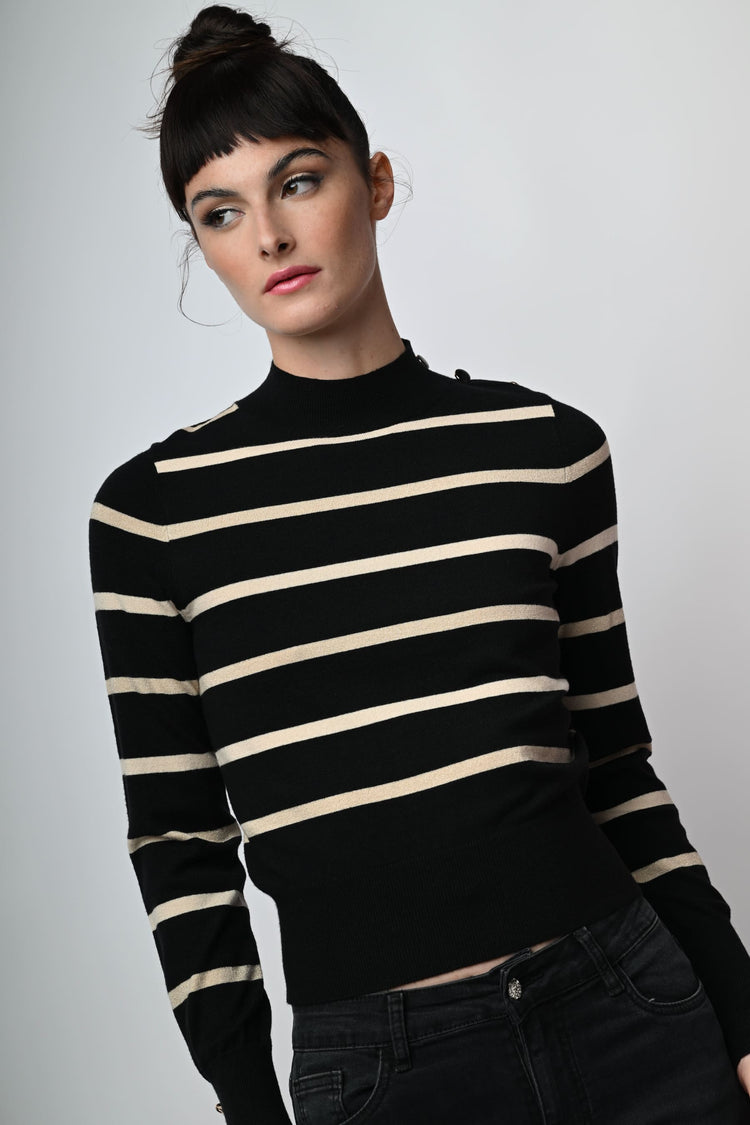 Lupetto in maglia lurex a righe