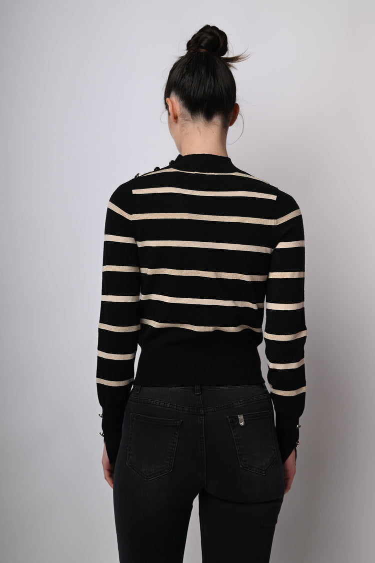 Lupetto in maglia lurex a righe