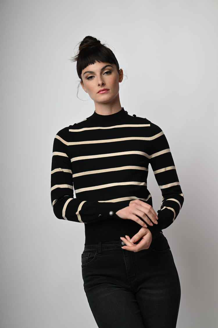 Lupetto in maglia lurex a righe