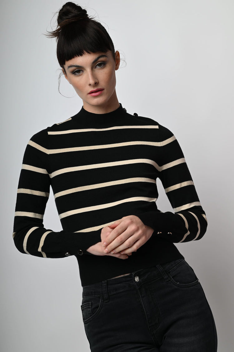 Lupetto in maglia lurex a righe