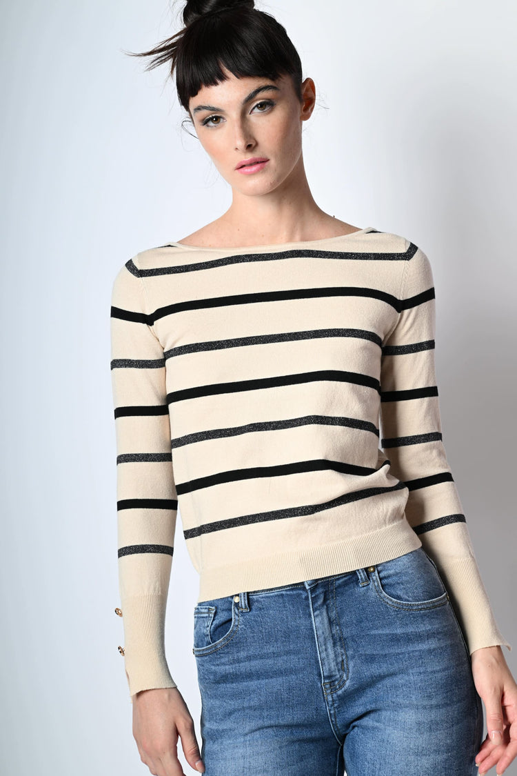 Pull a righe in maglia lurex