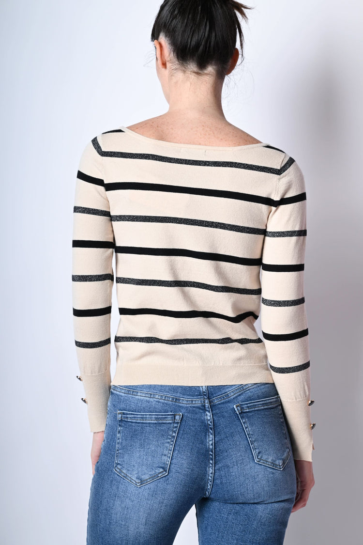 Pull a righe in maglia lurex