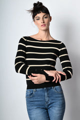 Pull a righe in maglia lurex