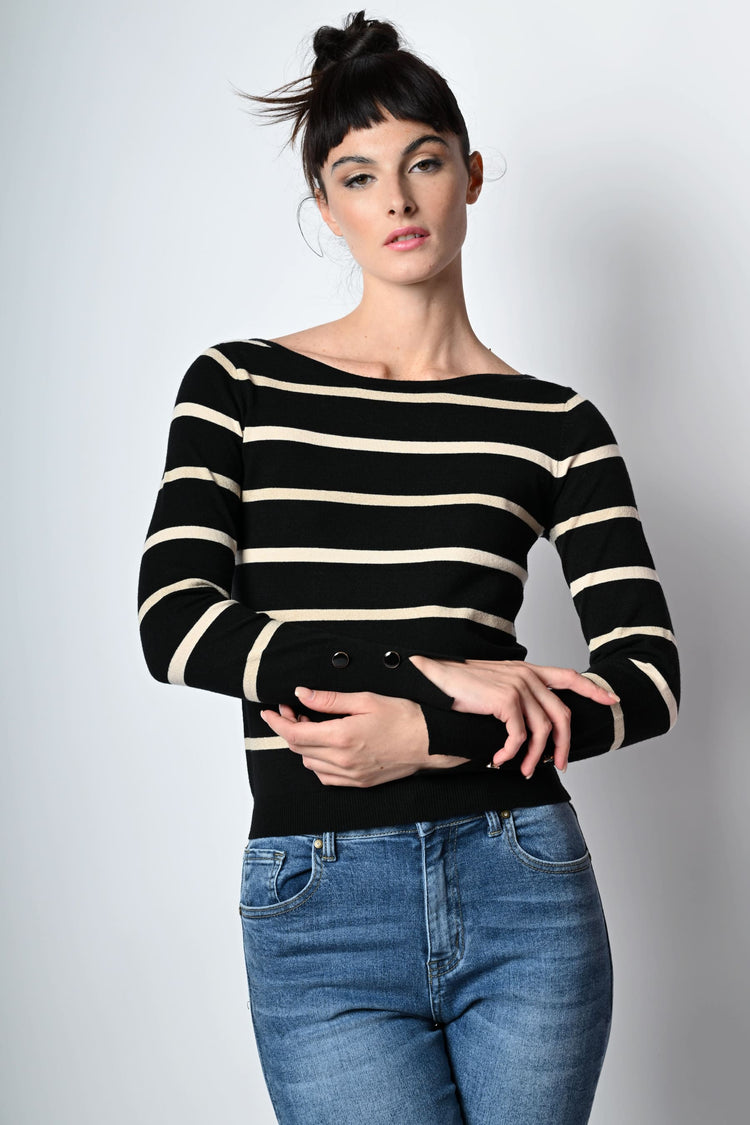 Pull a righe in maglia lurex