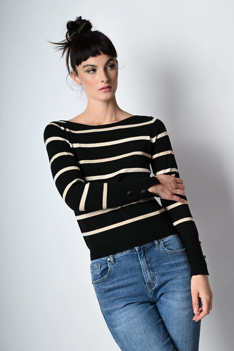 Pull a righe in maglia lurex