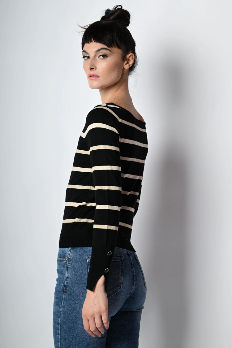 Pull a righe in maglia lurex