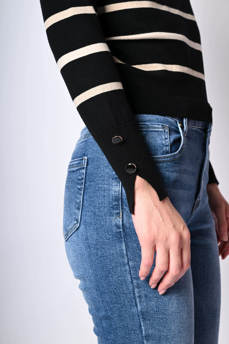 Pull a righe in maglia lurex