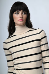 Dolcevita in maglia lurex a righe