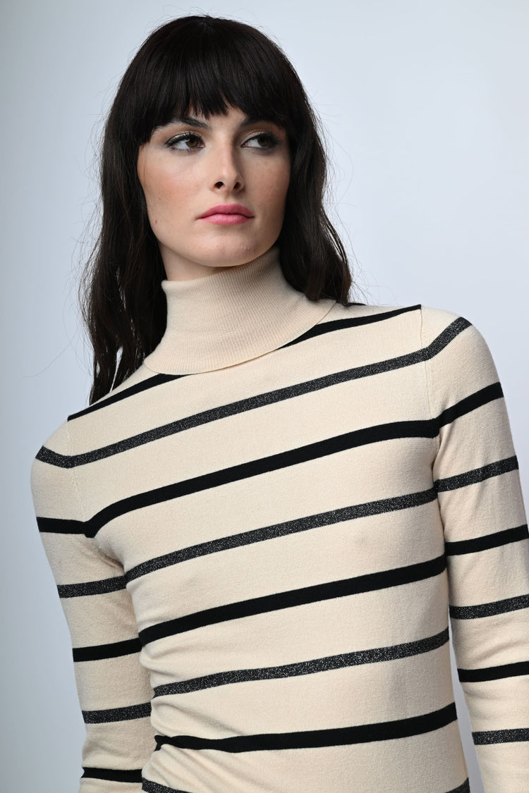Dolcevita in maglia lurex a righe