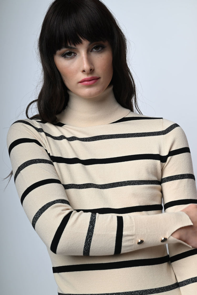 Dolcevita in maglia lurex a righe