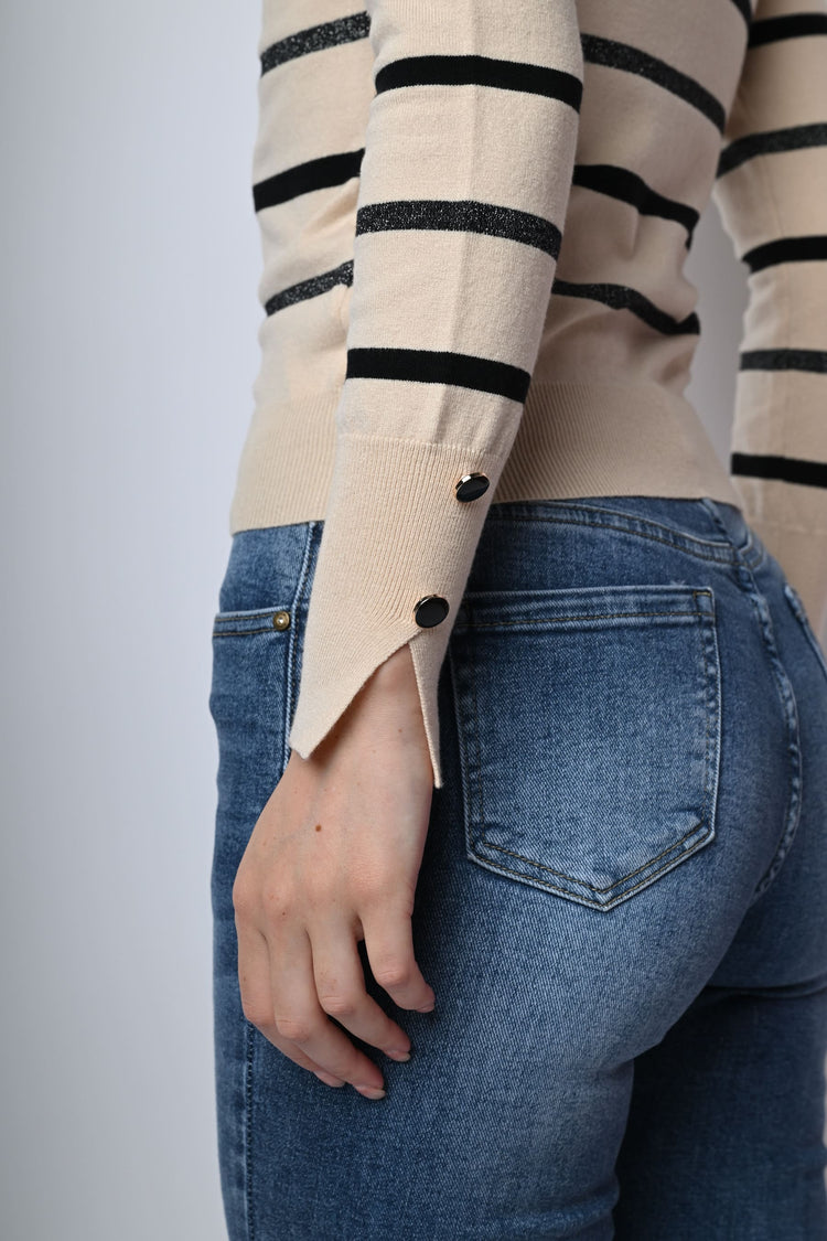 Dolcevita in maglia lurex a righe