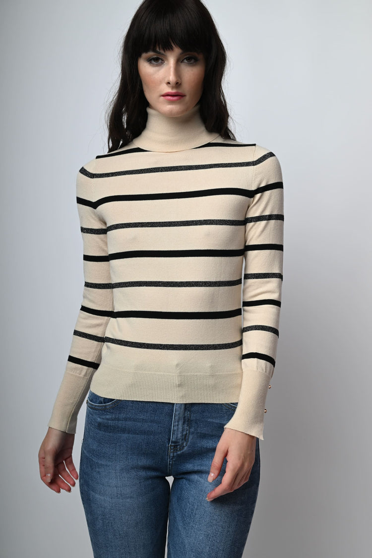 Dolcevita in maglia lurex a righe