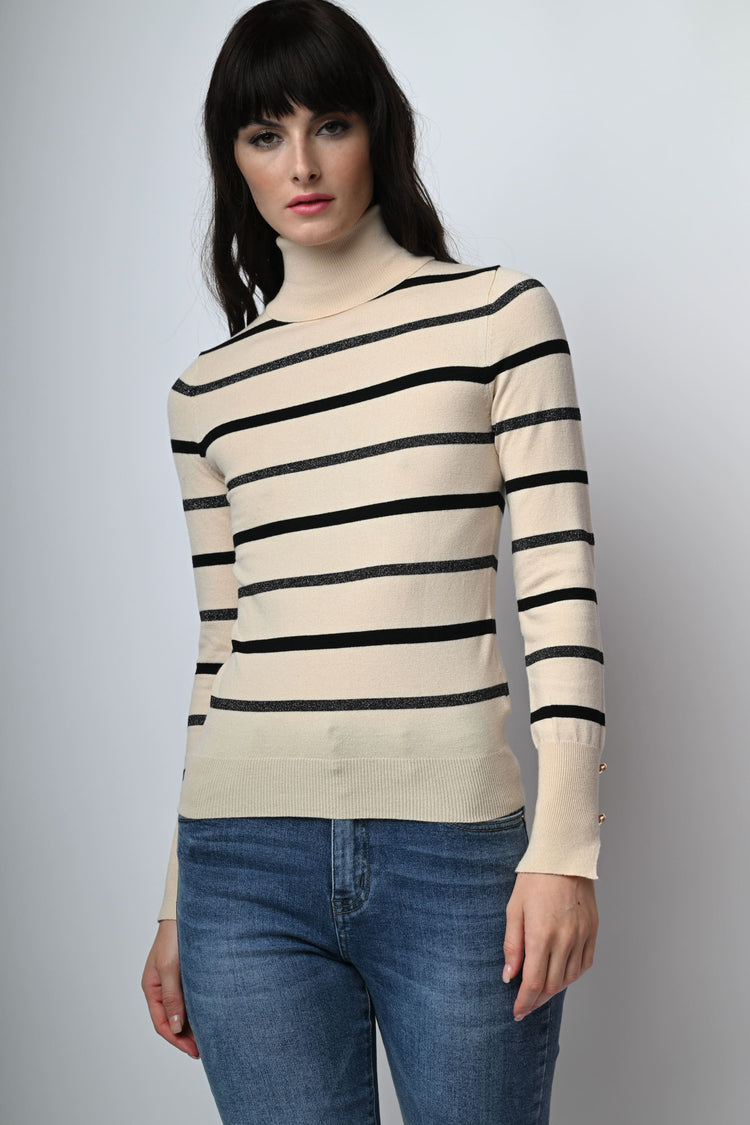 Dolcevita in maglia lurex a righe