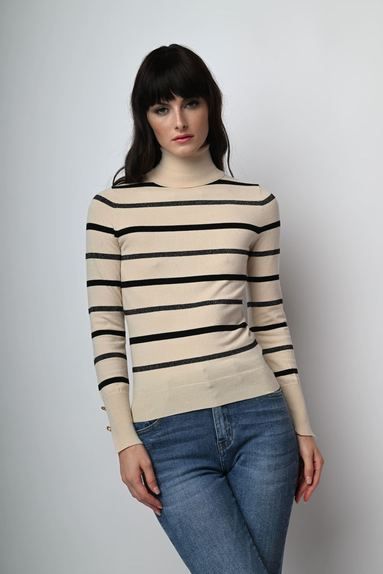 Dolcevita in maglia lurex a righe