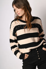 Pull a righe con strass