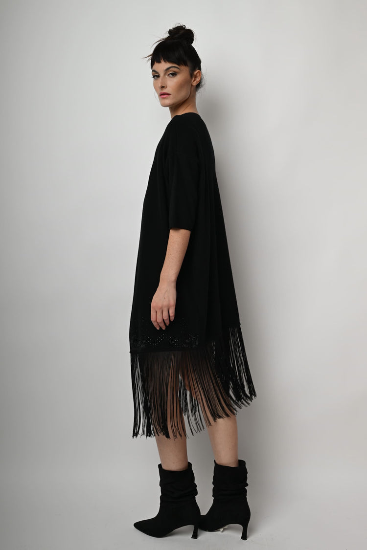 Cardigan lungo con frange