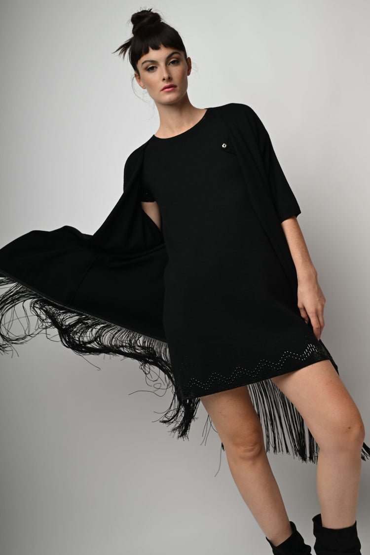 Cardigan lungo con frange