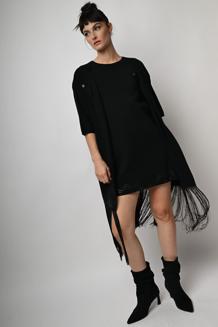 Cardigan lungo con frange