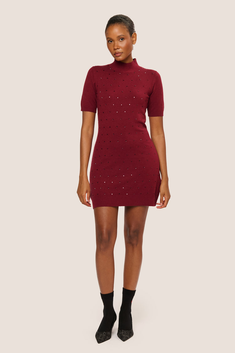 Mini abito in maglia con strass