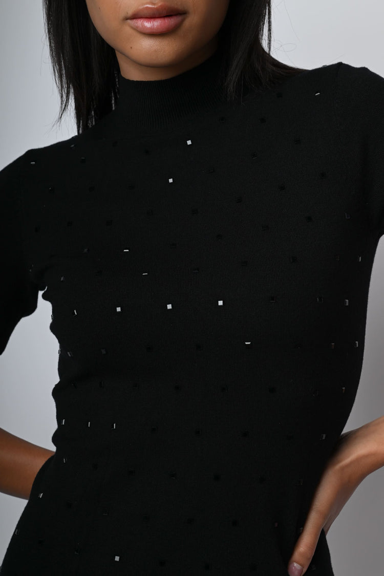 Mini abito in maglia con strass