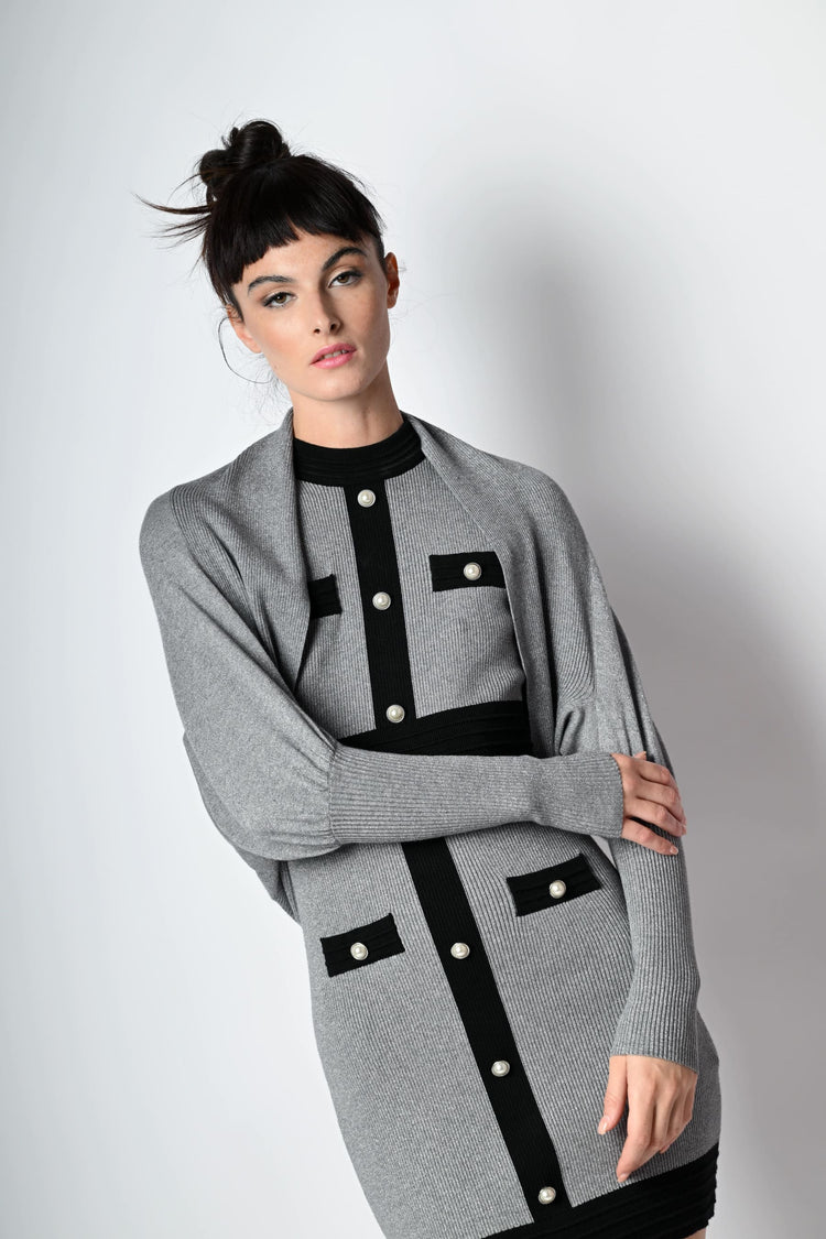 Cardigan arrotondato in maglia lurex