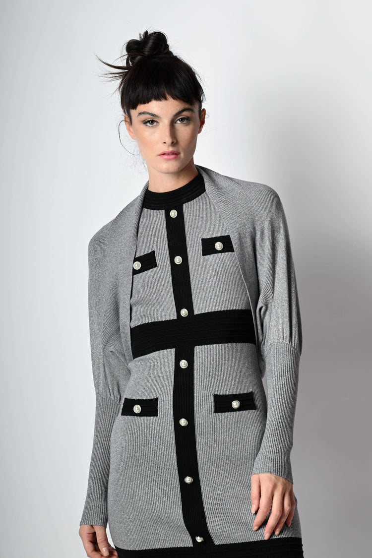 Cardigan arrotondato in maglia lurex