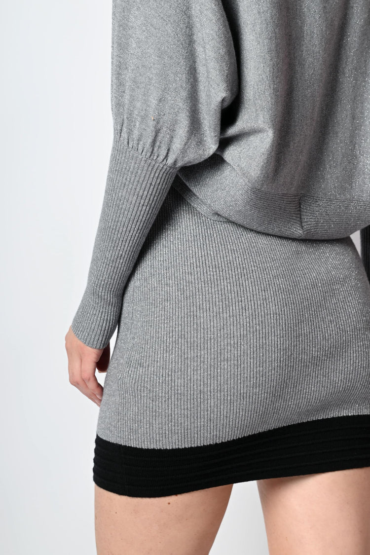 Cardigan arrotondato in maglia lurex