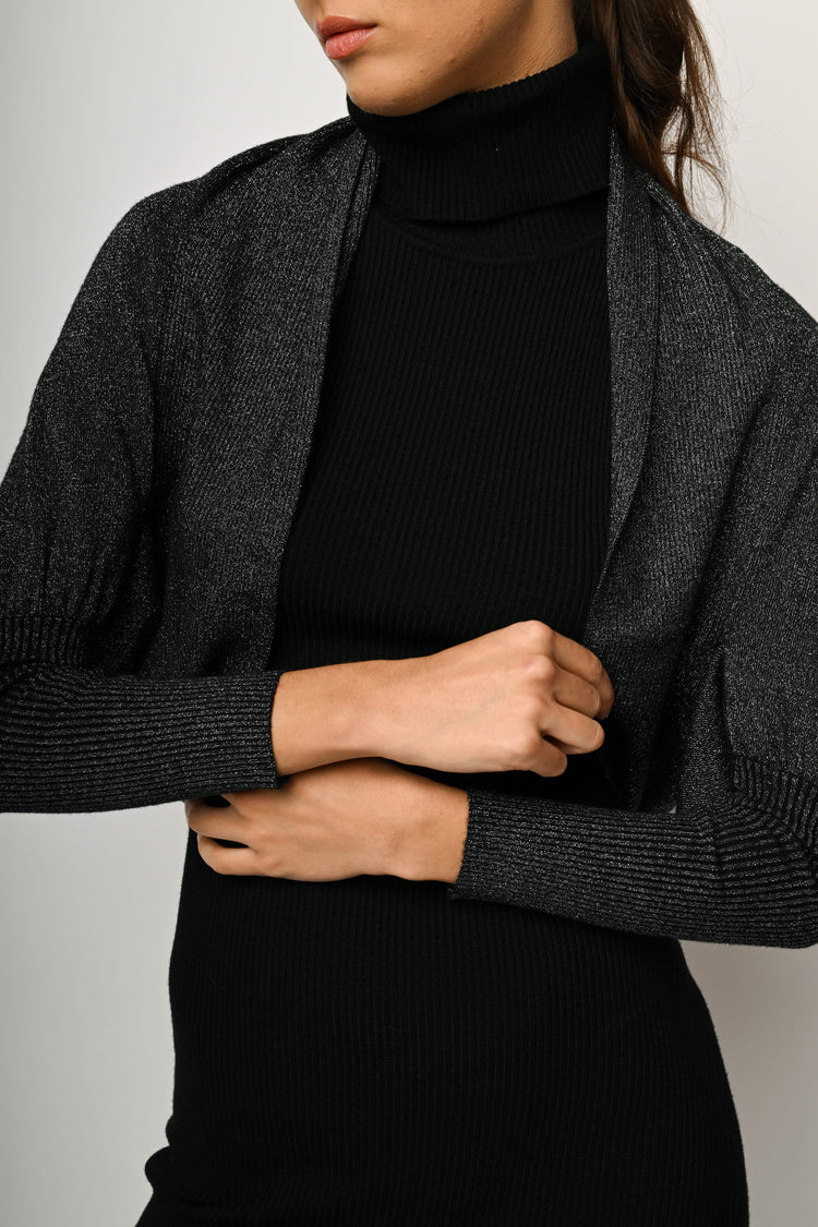 Cardigan arrotondato in maglia lurex