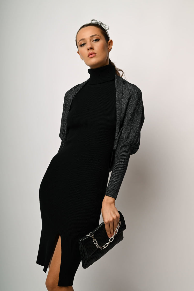 Cardigan arrotondato in maglia lurex