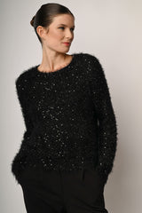 Pull in maglia morbida con paillettes