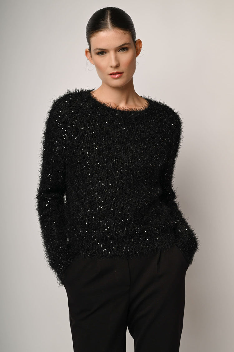 Pull in maglia morbida con paillettes